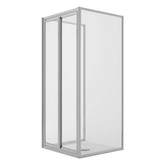 Box Doccia 3 lati 80x70x80CM H198 Cristallo Trasparente 2 Fissi+Saloon 2 Ante Battente 70 mod. West