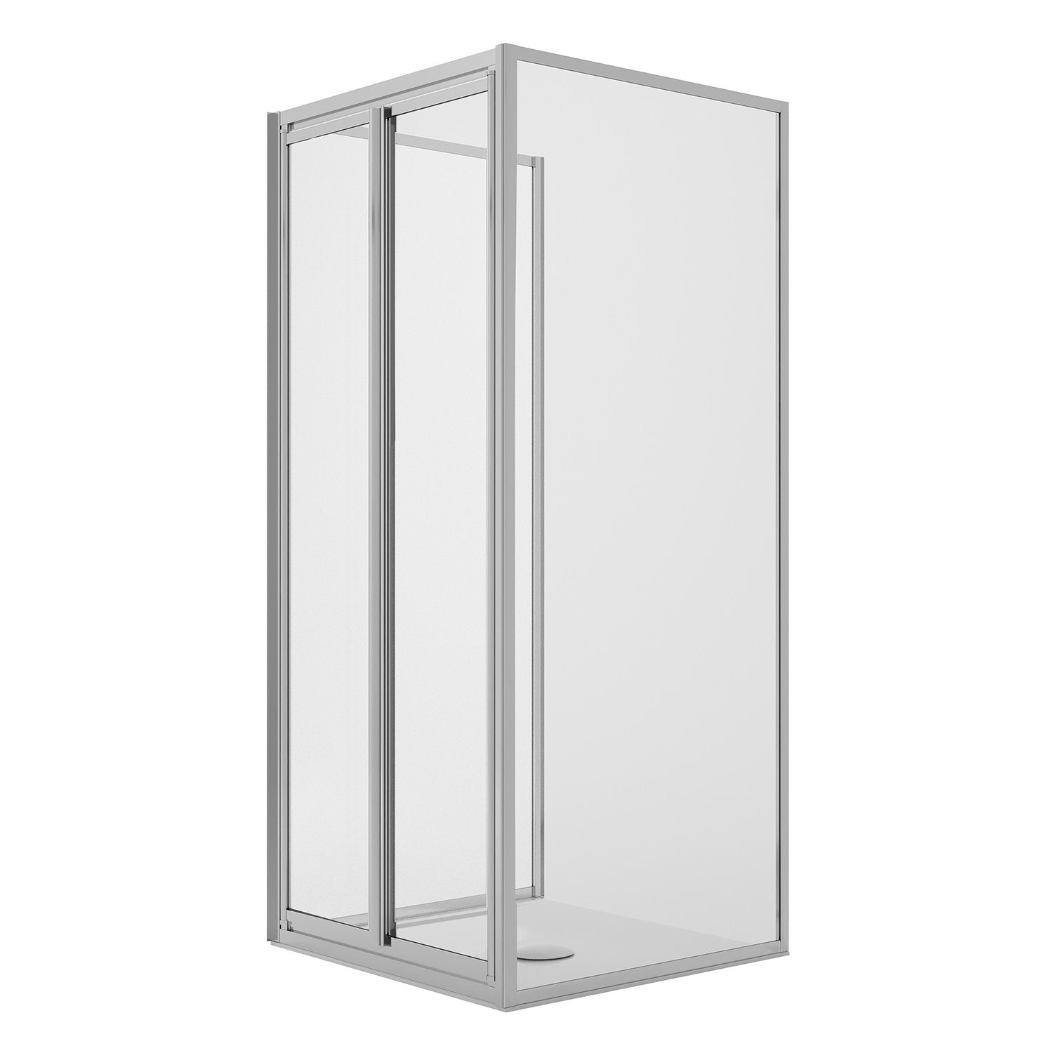 Box Doccia 3 lati 90x75x90CM H198 Cristallo Trasparente 2 Fissi+Saloon 2 Ante Battente 75 mod. West