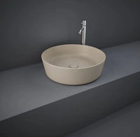 Lavabo tondo da appoggio in ceramica Cappuccino Matt senza foro rubinetto - Feeling Rak Ceramics