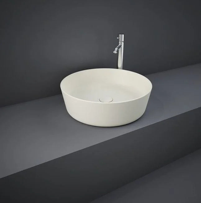 Lavabo tondo da appoggio in ceramica Beige Matt senza foro rubinetto - Feeling Rak Ceramics