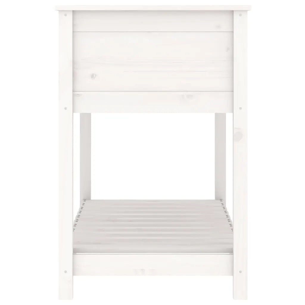 Fioriera con Mensola Bianca 111,5x54x81 cm Legno Massello Pino 823788