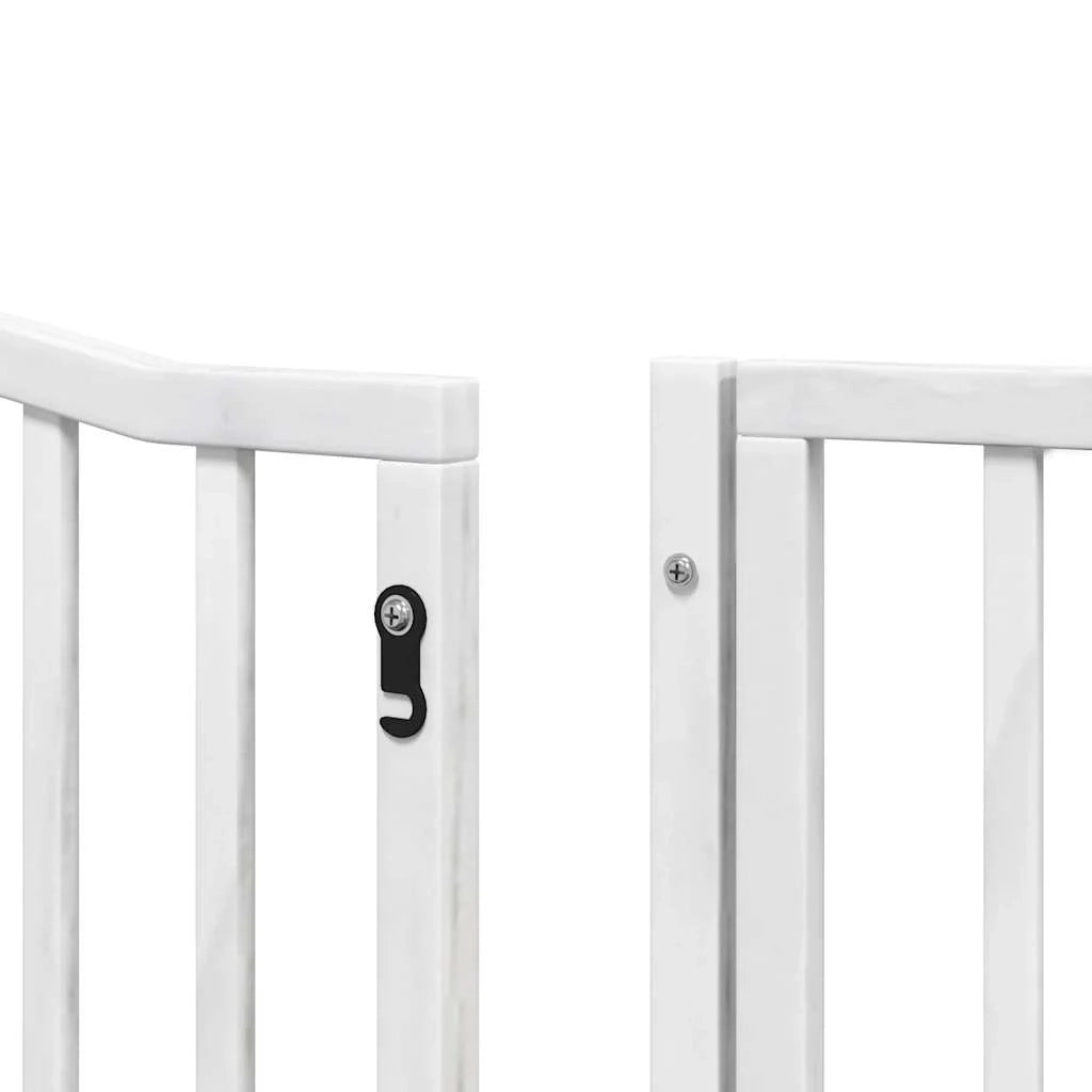 Cancelletto di sicurezza per animali domestici porta pieghevole 12 pannelli legno di pioppo bianco 02_0023171