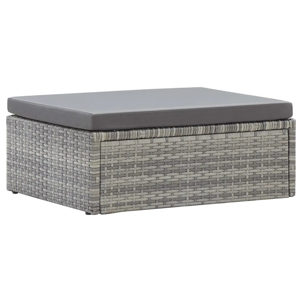 Lettino da Giardino con Tettuccio in Polyrattan Grigio Mélange 46158