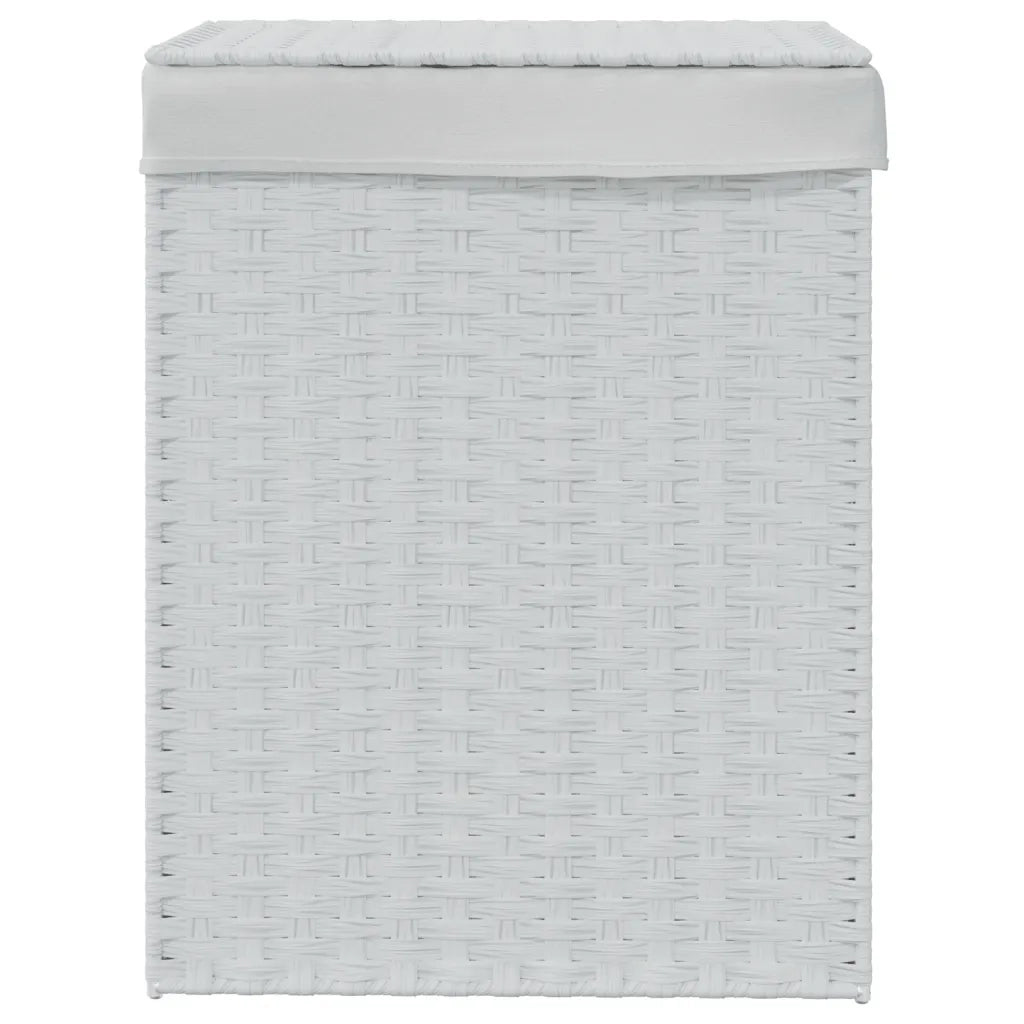 Cesto Portabiancheria Coperchio Bianco 46x33x60 cm Polyrattan CFW8762169