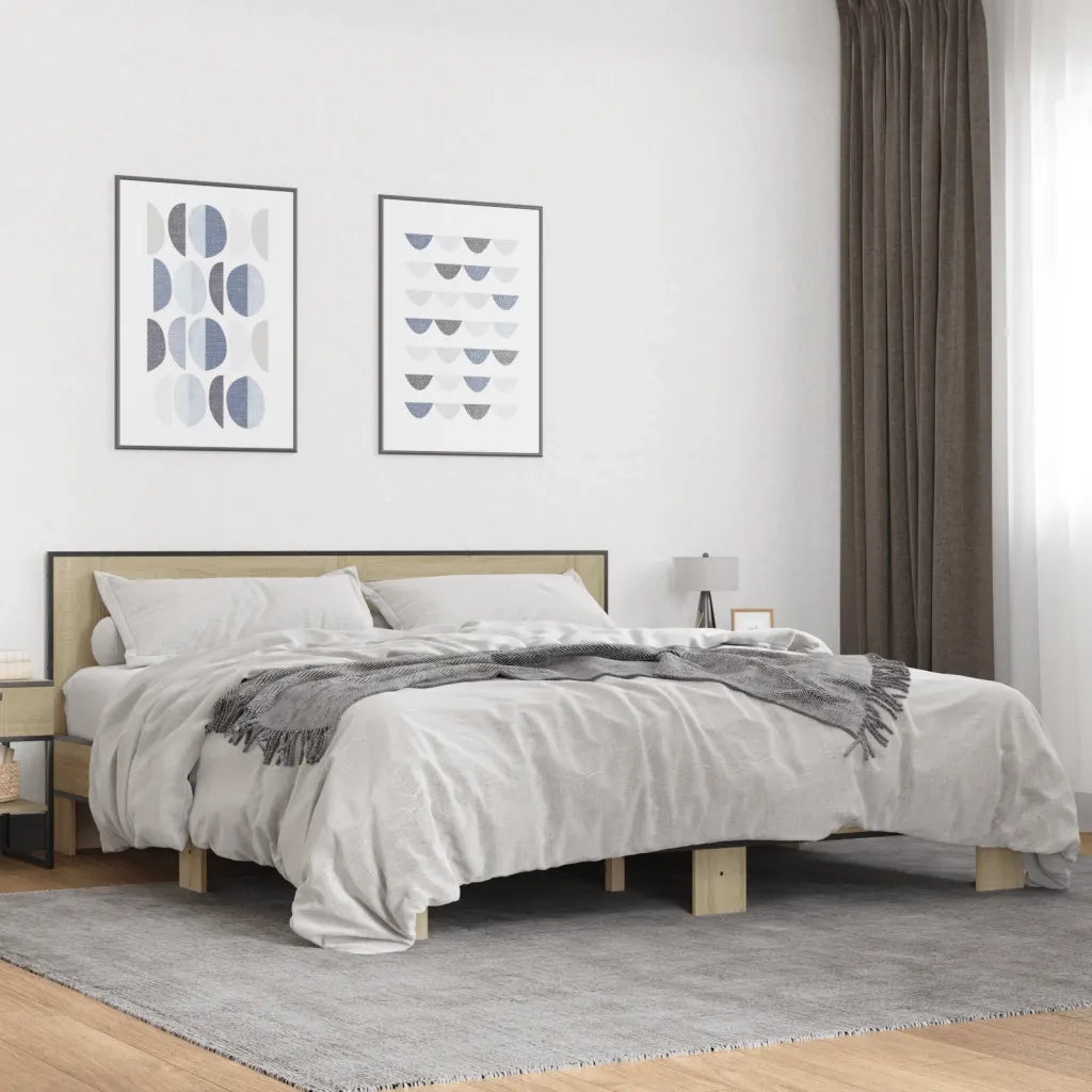 Giroletto Rovere Sonoma 200x200 cm Legno Multistrato e Metallo 3280083