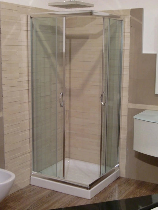 Box Doccia Due Lati Scorrevole, in Cristallo 6mm h190cm Ponza Trasparente 6mm,80x100 cm