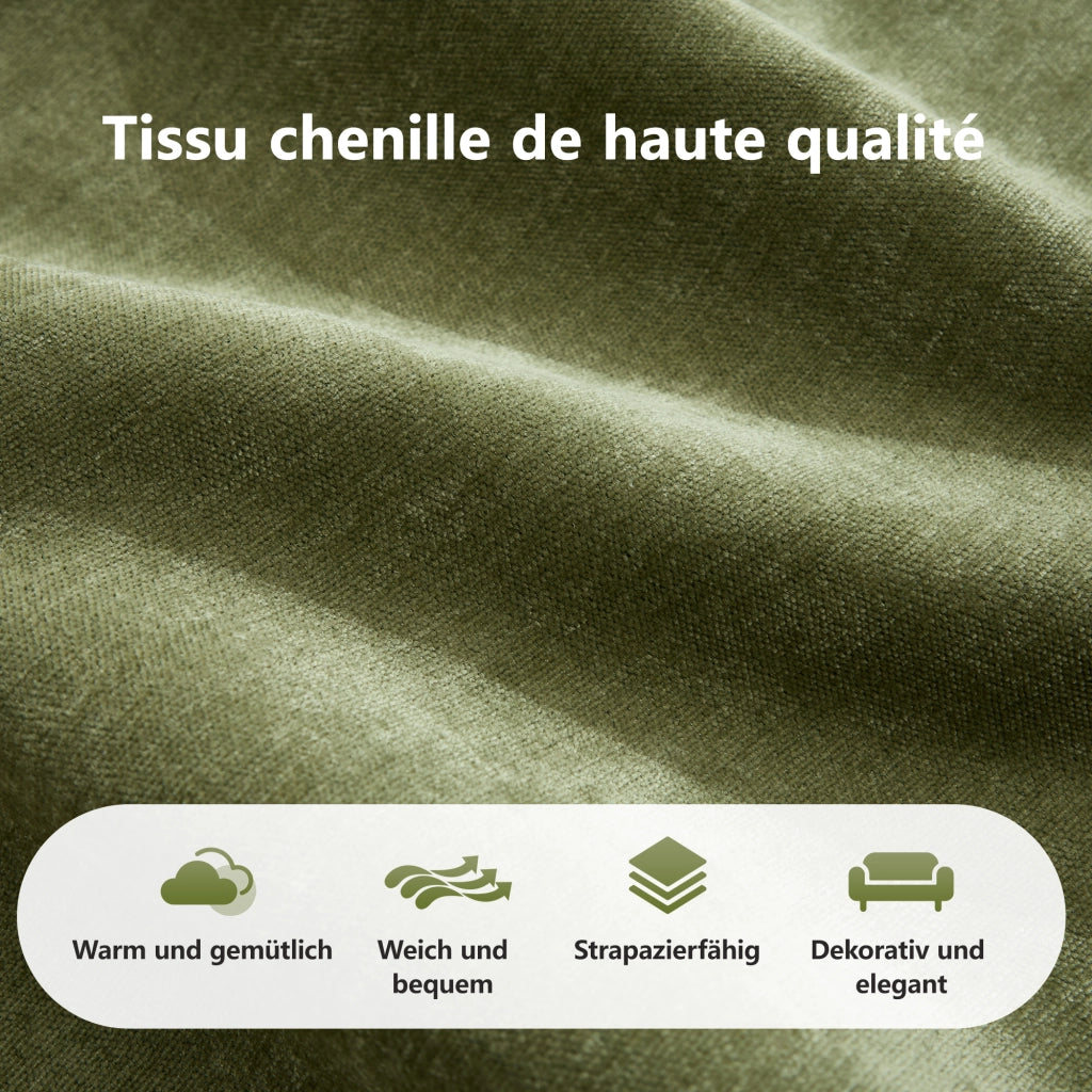 Divano Modulare 4 Posti in Tessuto Chenille ¨C Xylo ¨C Verde, Soggiorno