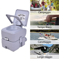 20L Toilette portatile chimico da campeggio WC da campeggio carico 100kg Grigio-Docce e toilette portatili