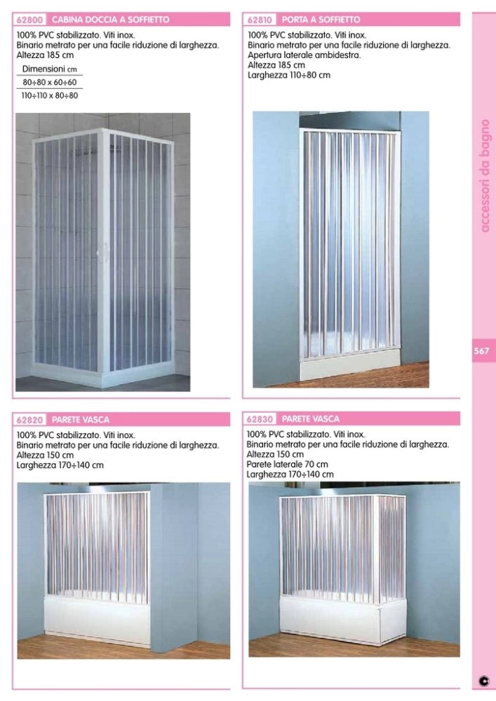 1pz box doccia a soffietto  80/60 x 80/60 cm in kit cod:ferx.43323