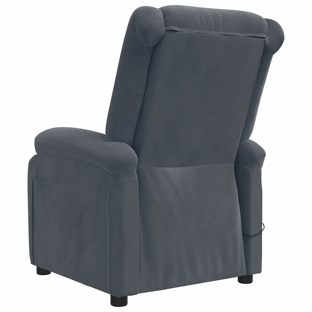Divano Sedia-Poltrona Massaggiante Elettrica Grigio Scuro in Velluto