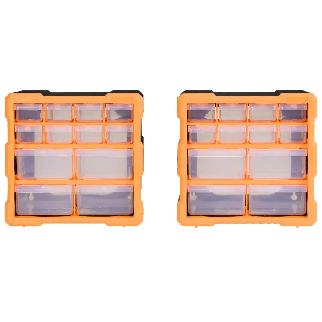 Mobili Contenitori con 12 Cassetti 2 pz 26,5x16x26 cm 147581