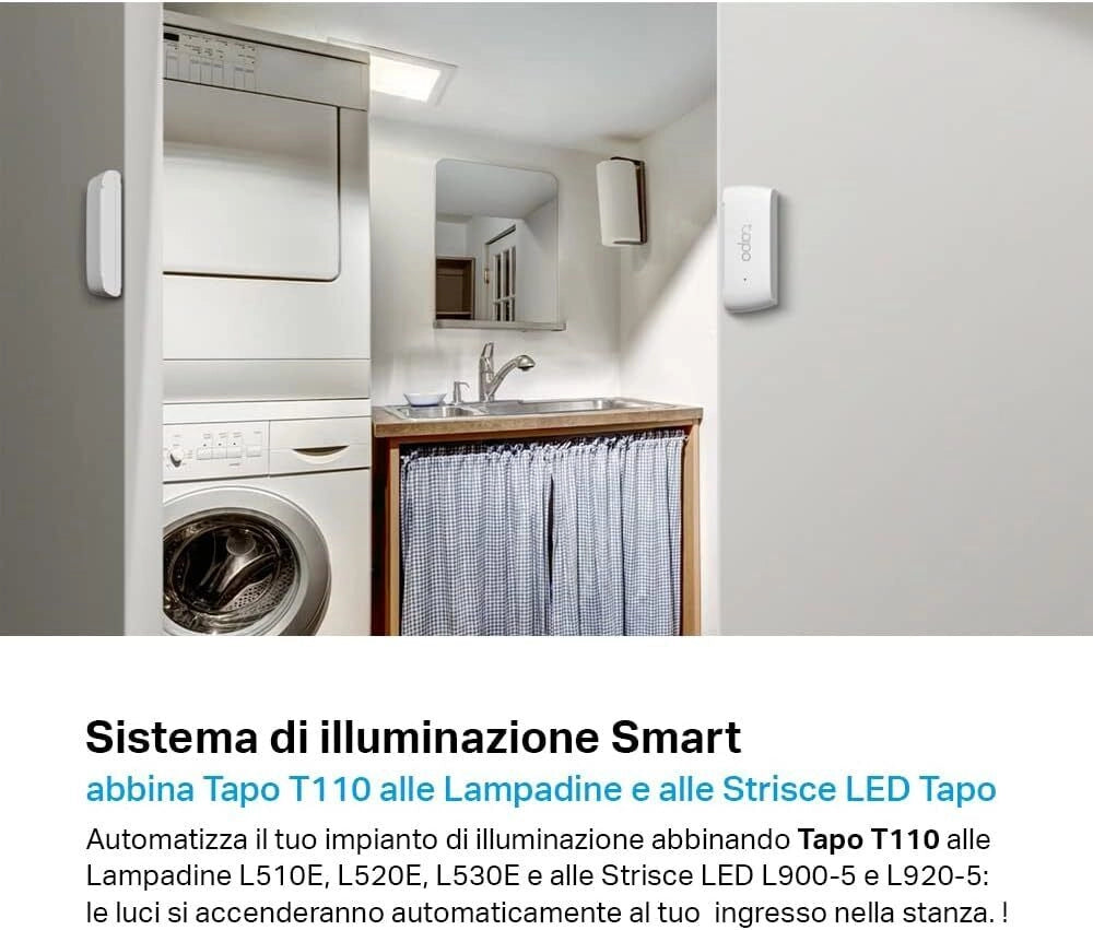 TP-Link Tapo T110 Smart Contact Sensor, Sensore di Contatto Intelligente, Domotica, Risparmio Energetico, Batteria Caricata, Avvisi di Intrusi, Hub Obbligatorio
