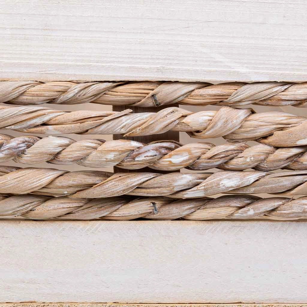 Cesto in legno e corda bianco 25x15x11/20h
