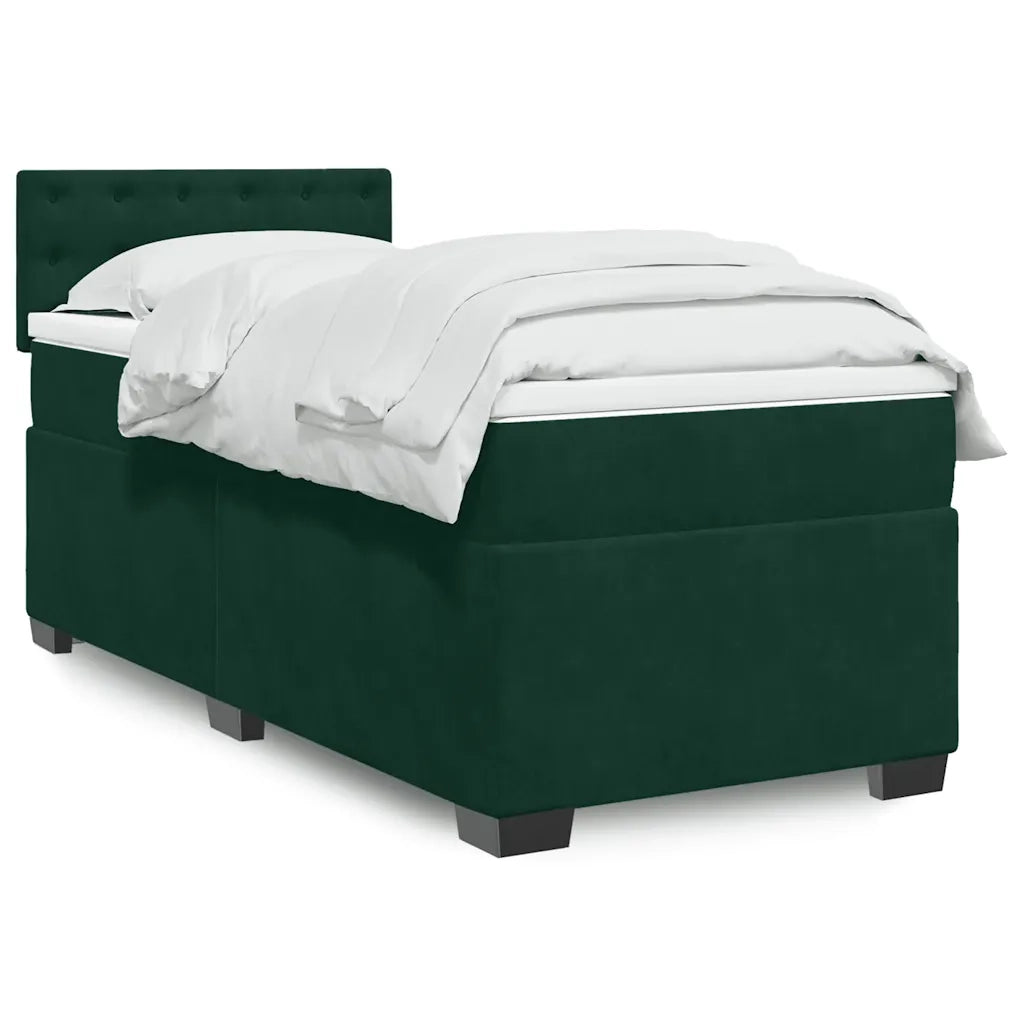 Giroletto a Molle con Materasso Verde Scuro 90x190 cm Velluto