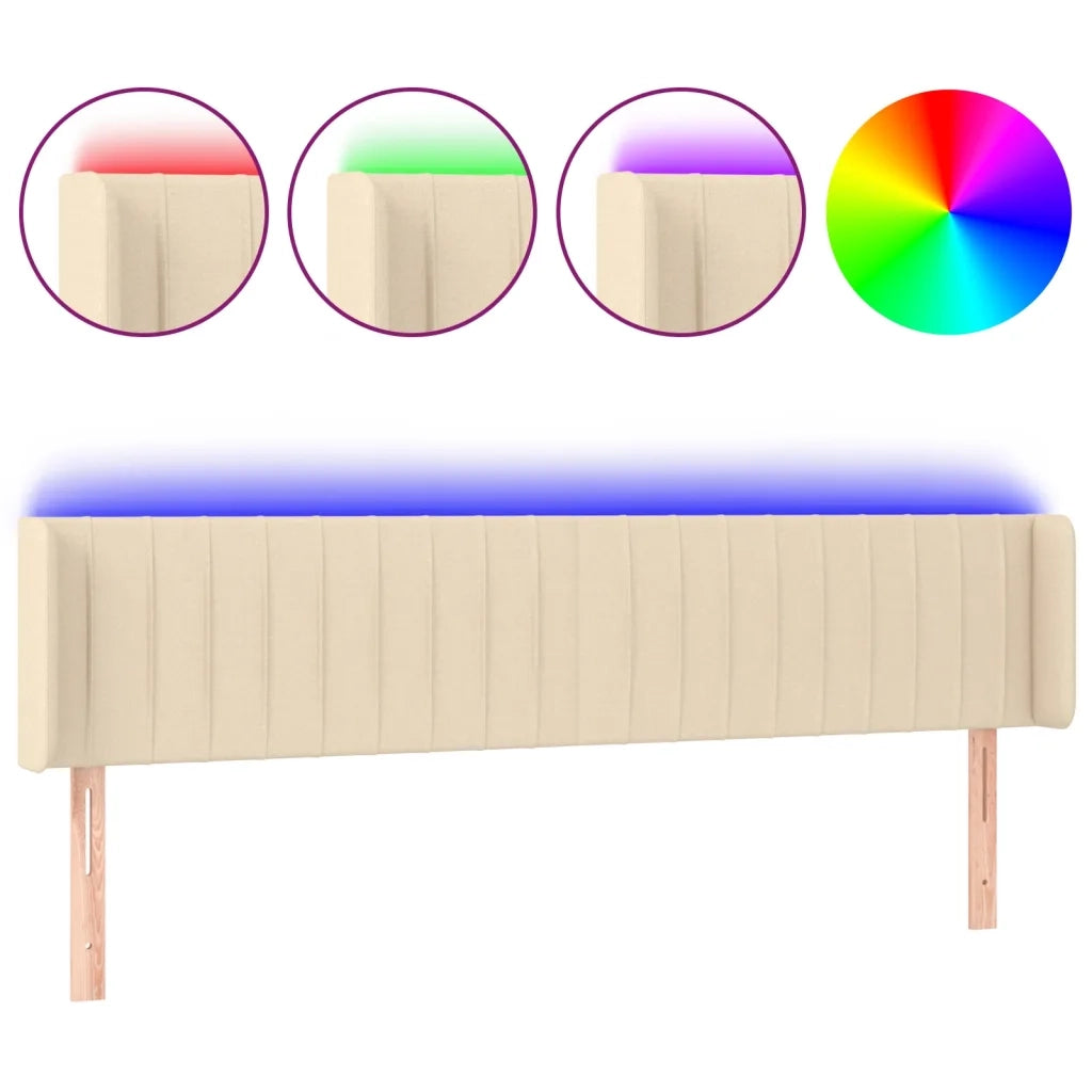 Testiera a LED-Testata con LED Crema 203x16x78/88 cm in Tessuto 471719