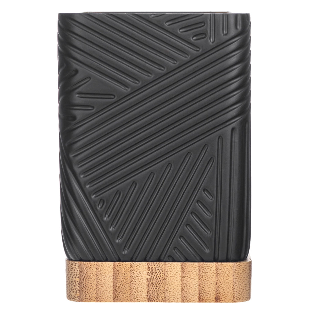 Porta spazzolini da bagno KADAX, organizer quadrato in bambù nero.