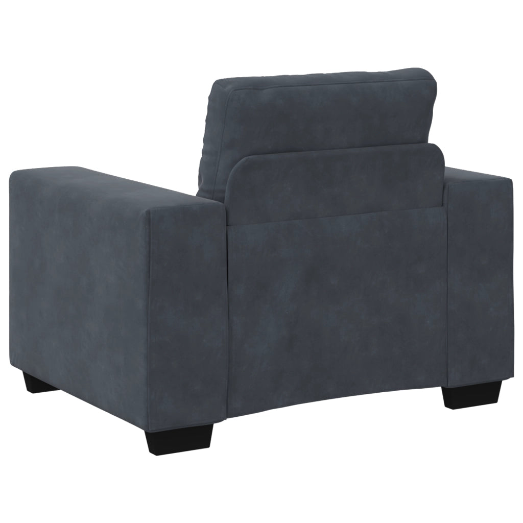 Set Divano a 3 Pz con Cuscini in Velluto Grigio Scuro