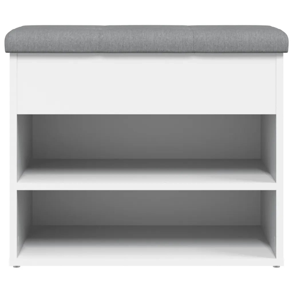 Panca-Sgabello Scarpiera Bianca 62x32x50 cm in Legno Massello di Argilla