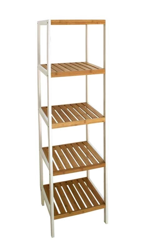 BAMBOO SCAFFALE BICOLOR A 5 RIPIANI 34 X 33 X 140 CM  BIANCO E LEGNO