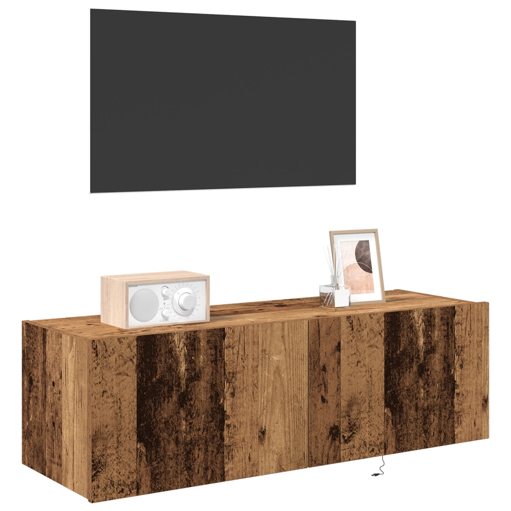 Mobile da TV  con luci LED in legno vecchio 100x35x31 cm
