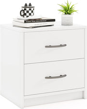COSTWAY Comodino Camera da Letto con 2 Cassetti, Comodino Salvaspazio in Legno, Comodino Mobile da Letto con Kit Antiribaltamento, per Soggiorno e Studio, 38,5 x 28 x 39 cm (Bianco, 2 Cassetti)