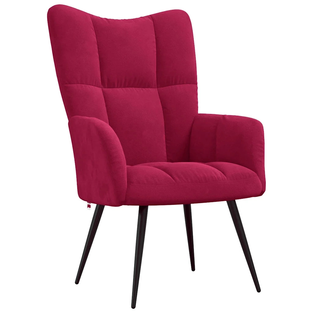 Divano Sedia-Poltrona Relax con Poggiapiedi Rosso Vino in Velluto 174779