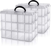Cassetta di archiviazione in plastica trasparente con 3 viti, con 30 compartimenti regolabili