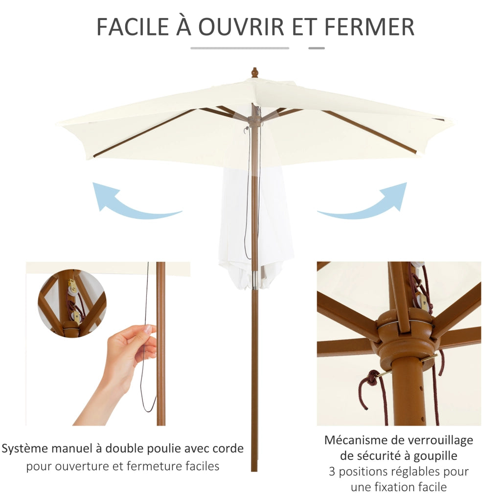 Parasole da giardino rotondo grande ¨C zephmum ¨C Bamb¨´ bianco 250x230 cm