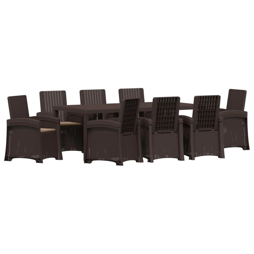 Set da Pranzo per Giardino 9 pz Marrone e Tortora PP 3430157