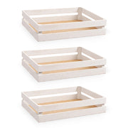 Cassette contenitori in Legno naturali Bianche da 3 Pezzi 37 X 28 X h 8 cm