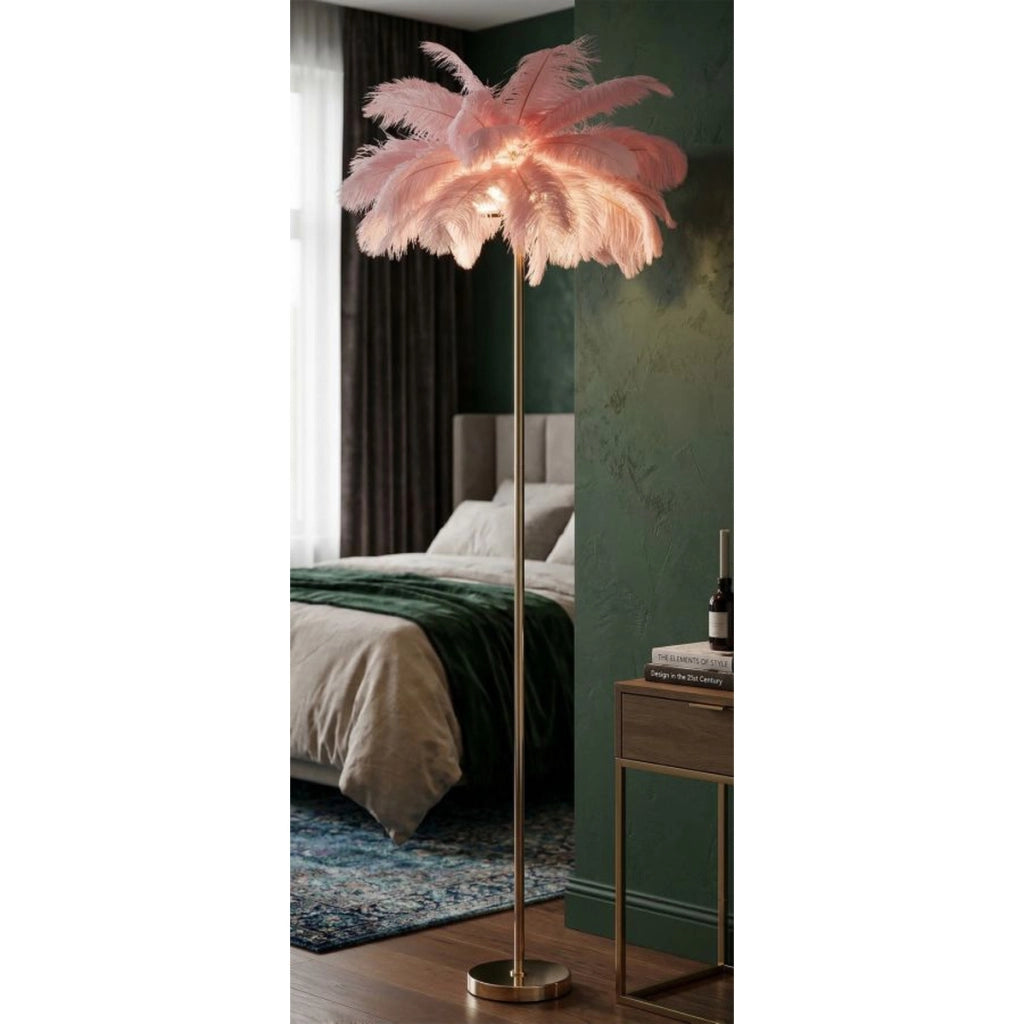 Lampada da Terra Piume 10, Rosa, Metallo, 55x55x160 cm