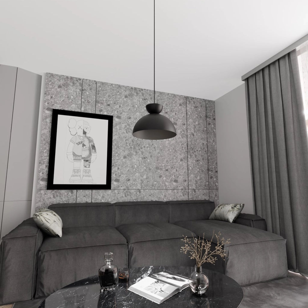 Lampadario Minimal Efesto Acciaio Nero 1 Luce Gx53 Ip20