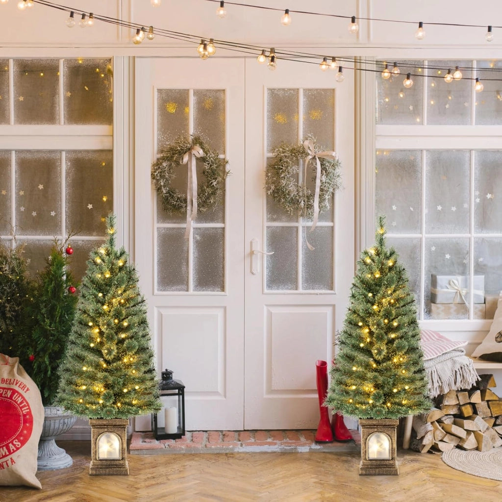 Albero di Natale Artificiale da 120 CM con Aghi di Pino, Albero di Natale con 116 Punte di Ramo, 100 Luci LED, 3 Modalità Dinamiche, Timer, Luminosità Regolabile e Telecomando