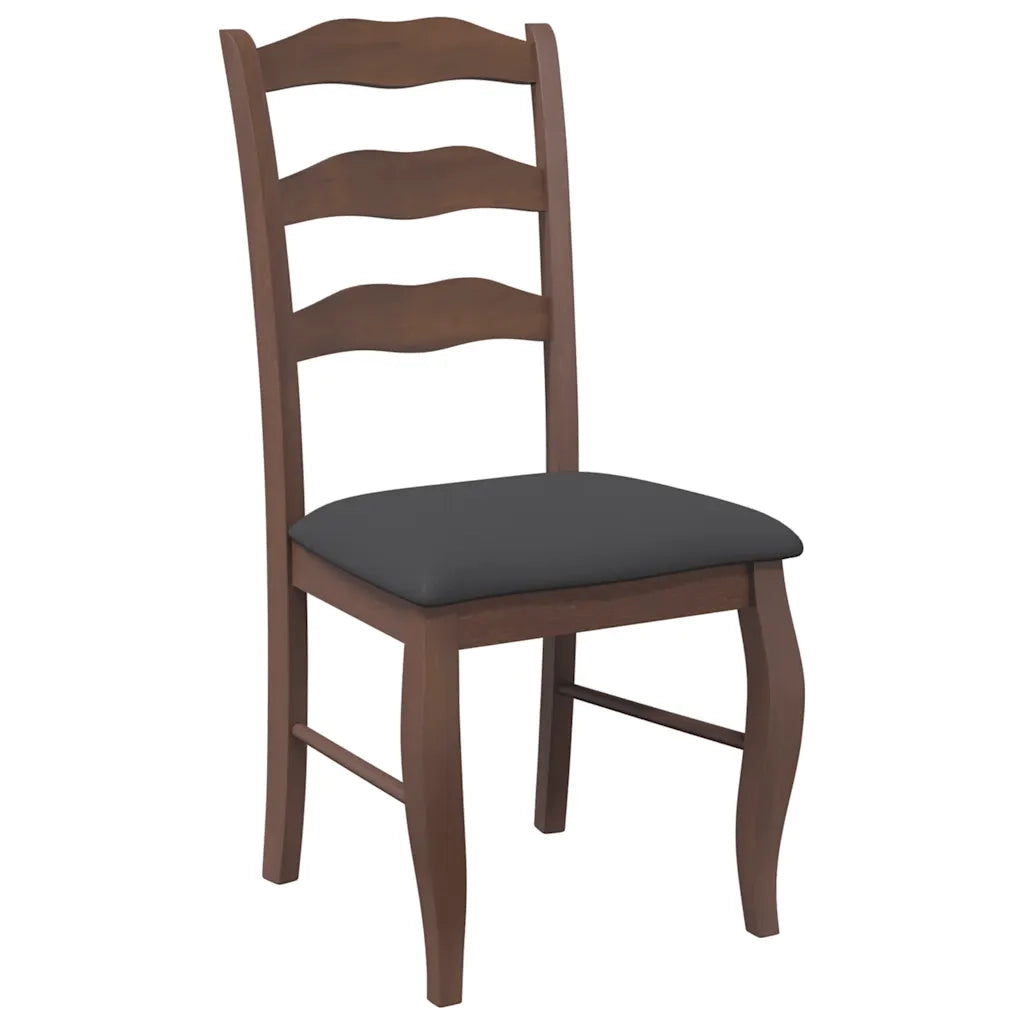 Sedie da Pranzo con Cuscini 2pz Marrone Legno Massello di Hevea 4102492