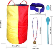 Attività di gioco all'aperto per bambini e adulti, zaini da picnic, set di cucchiai per uova, 3 giochi da corsa per famiglie e riunioni, attività all'aperto per feste di carnevale, giochi da giardino, sport, giochi di festa