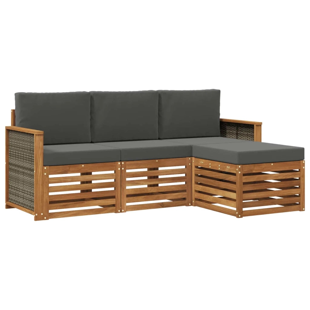 Set di divani da esterno 4 pz Naturale e Antracite 3384198