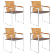 Sedie da Giardino con Cuscini 4 pz in Legno Massello di Teak cod mxl 24243