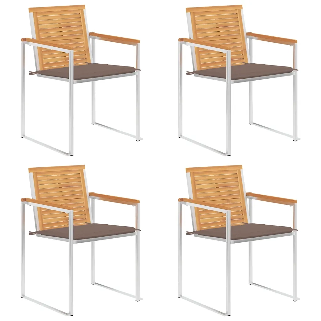 Sedie da Giardino con Cuscini 4 pz in Legno Massello di Teak cod mxl 24243