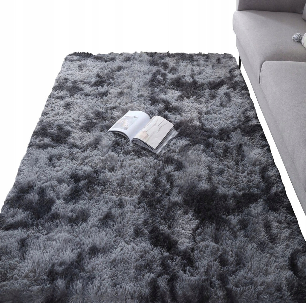 Tappeto shaggy morbido e soffice, grigio scuro, 80x150 cm