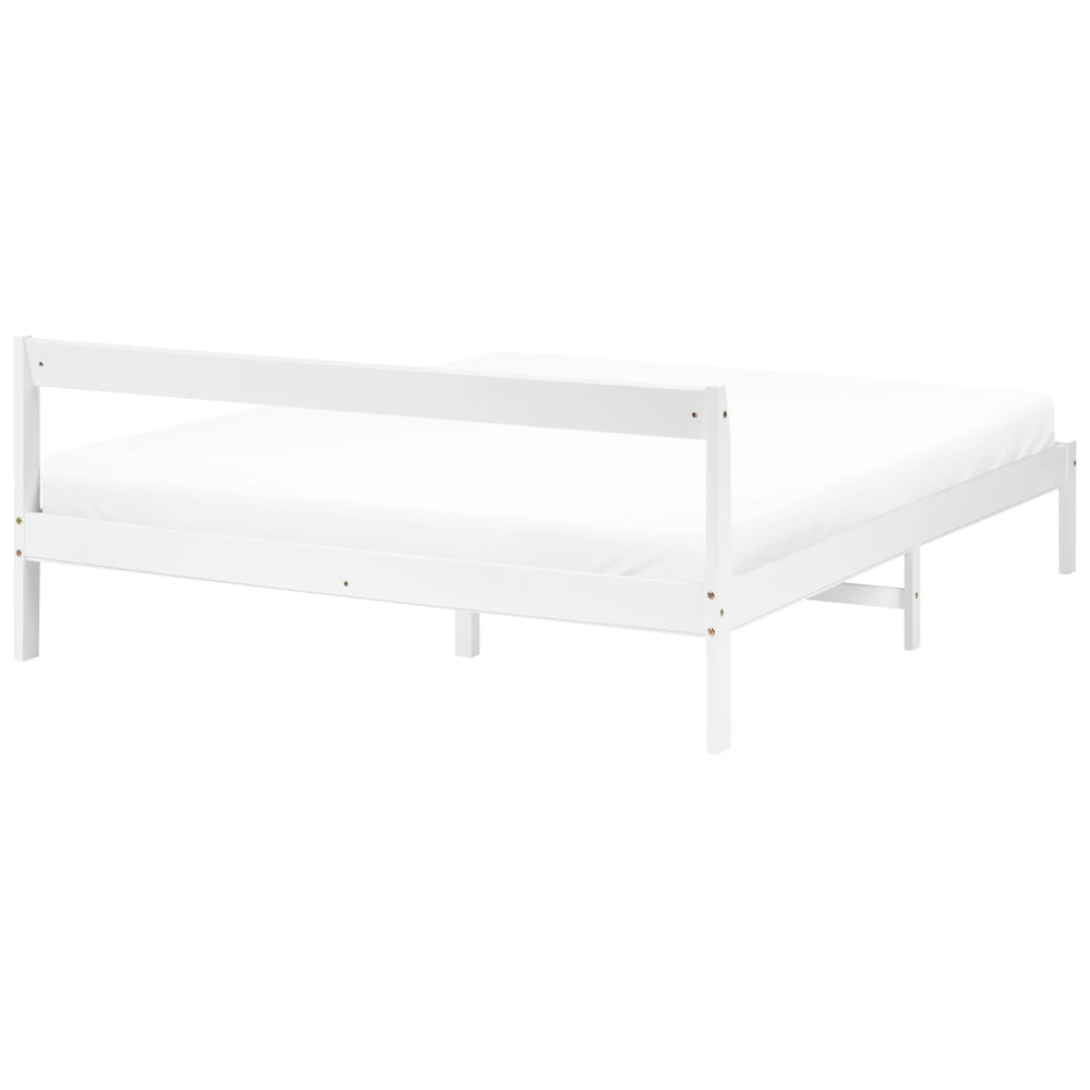 Letto matrimoniale in legno di Pino bianco con Rete a Doghe 140 x 200 cm stile minimalista