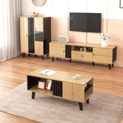 Mobile TV elegante 170cm - Zephmum- Design legno e nero, cassetti, multifunzionale