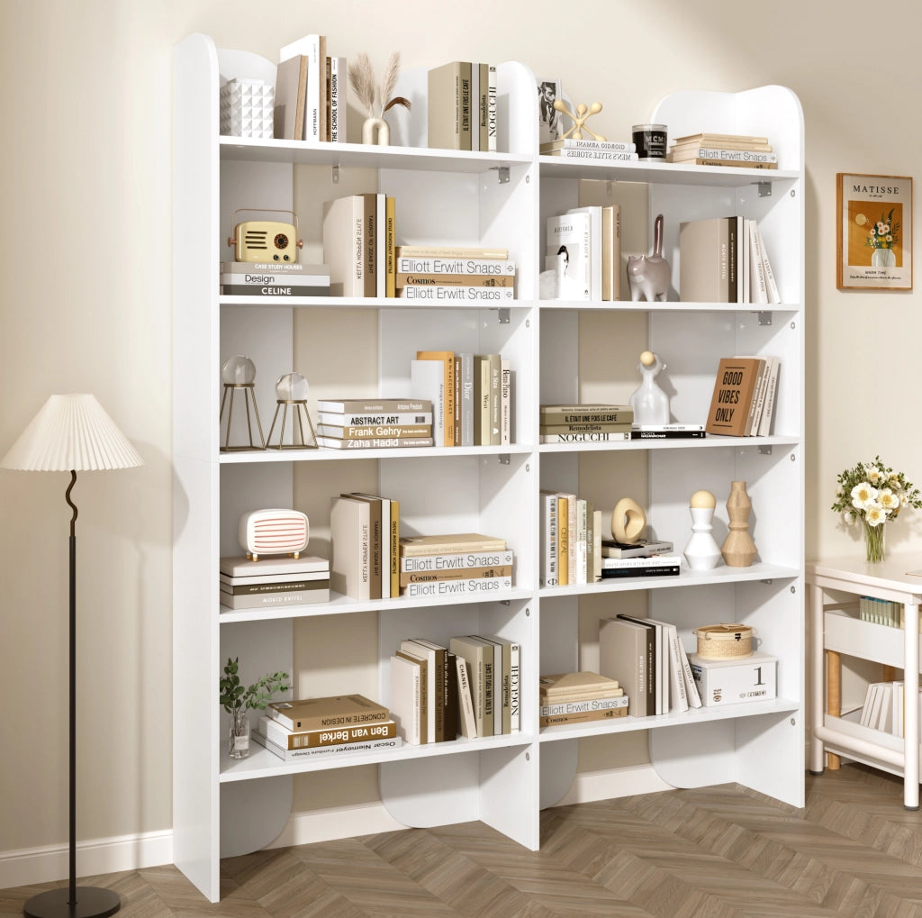 Libreria a giorno con 5 ripiani 160x135x25 cm in truciolare bianco