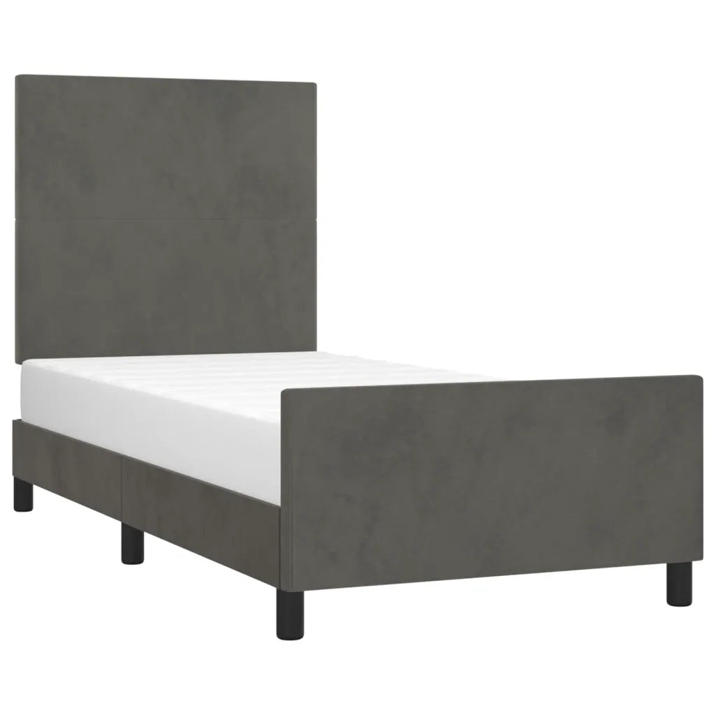 Giroletto senza Materasso Grigio Scuro 100x200 cm Velluto