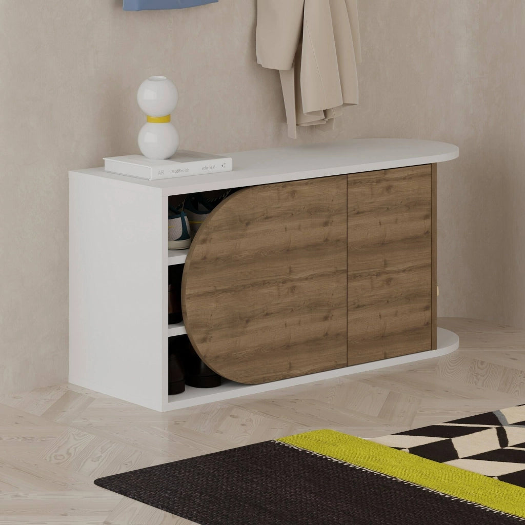 Mobile Portascarpe Kyle, Scarpiera 8 Paia, 104x37x50h cm Marrone Noce