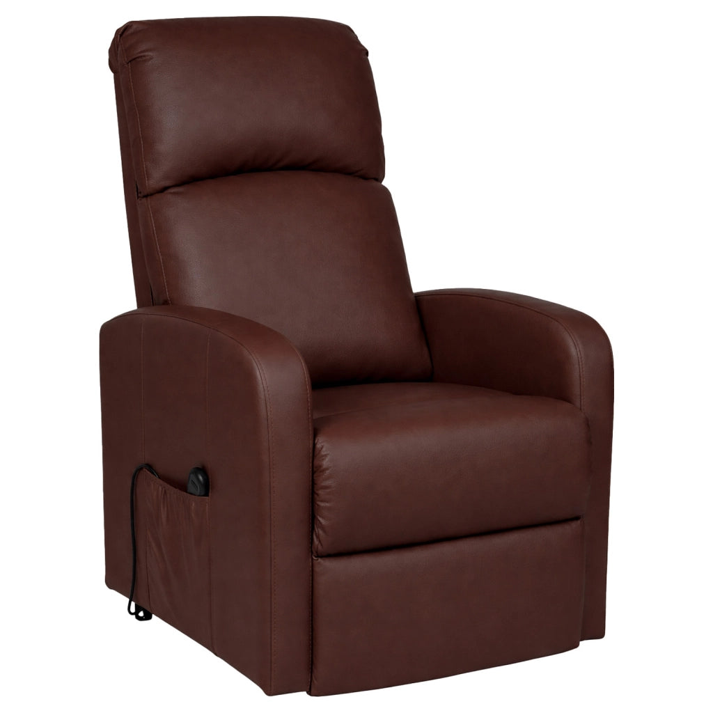 Poltrona Relax Elettrica In Ecopelle Con Alzapersona Reclinabile 135° Schienale Ergonomico E Telecomando Poltrona TV Comfort per Anziani Soggiorno 65 x 85 x 105 cm Marrone