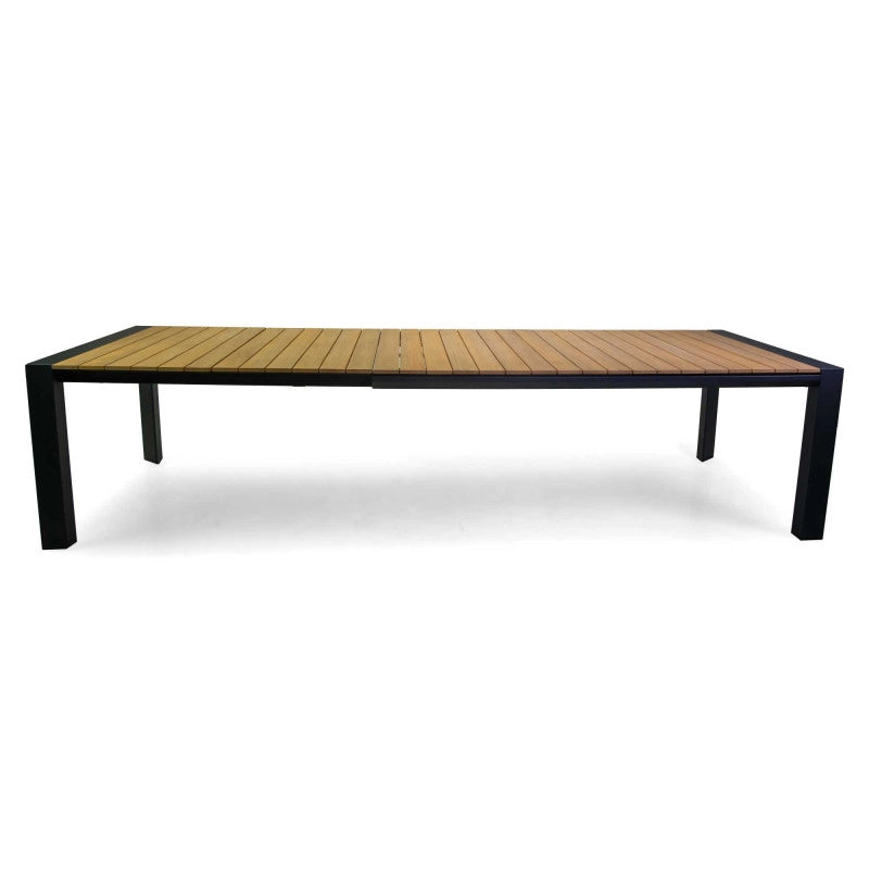 Tavolo alluminio allungabile Saigon antracite top teak cm 200/260/320x100h76