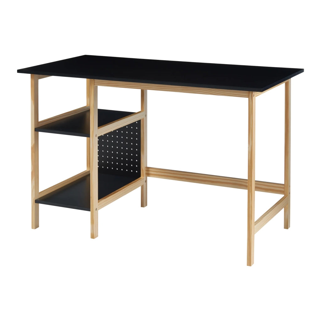 Scrivania/Postazione di lavoro con 2 ripiani 120 x 60 x 75 cm effetto legno nero 03_0009051