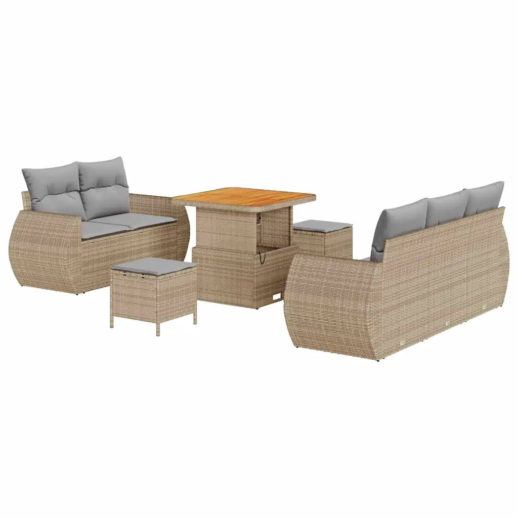 Set Divano da Giardino 8 pcs Beige polyrattan 3361817