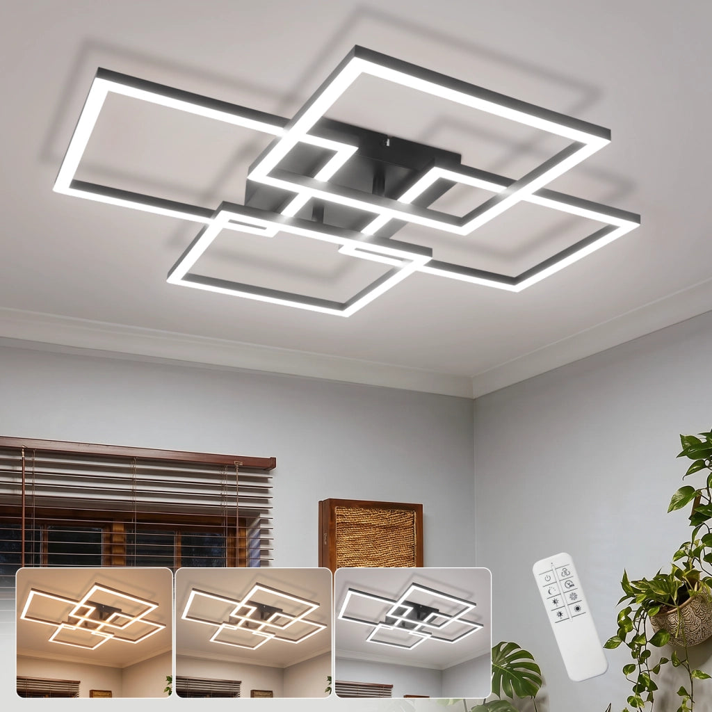 ZMH Lampada da Soffitto LED Dimmabile 43W Moderna Quadrata con Telecomando per Camera Soggiorno Cucina Ufficio