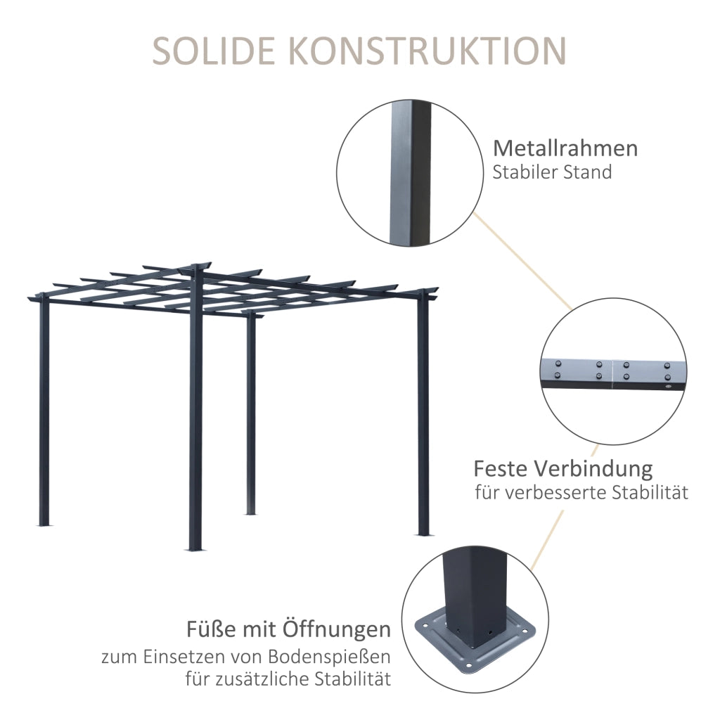 Arco vegetale della stalla Rose Pavilion come ausilio per l'arrampicata metallo nero resistente alle intemperie 2.97x2.95x2.3m per giardino e terrazza